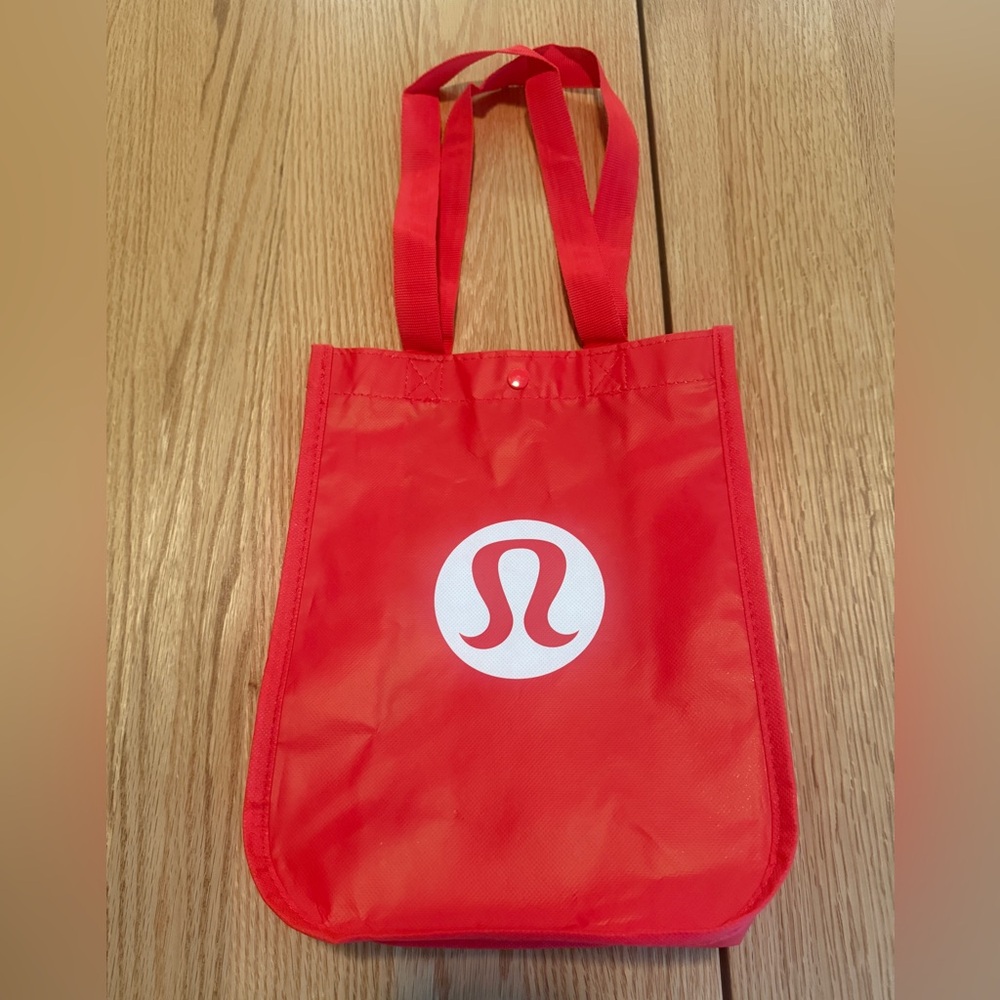Lululemon Red Reusable Tote Bag Small Gym Shopping Bag Logo
